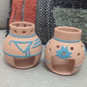 Partylite Santa Fe Tealight Holders Set of 2 Clay Candle Holders